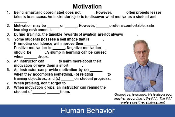 Fundamentals of Instruction Flashcards - Flash Aviation